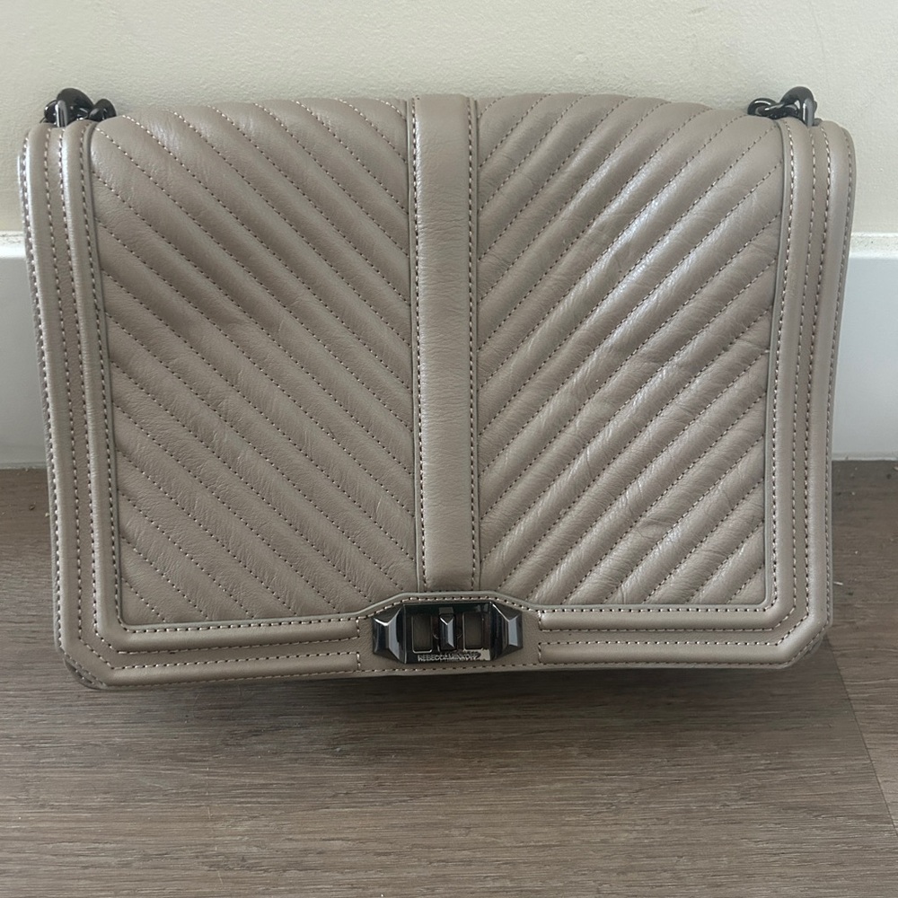 Quilted Leather Shoulder Bag - Taupe